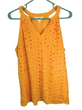 3/$20 Market & Spruce Dark Yellow Eyelet V-Neck Tank Top